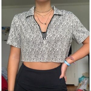 cropped zebra print top
